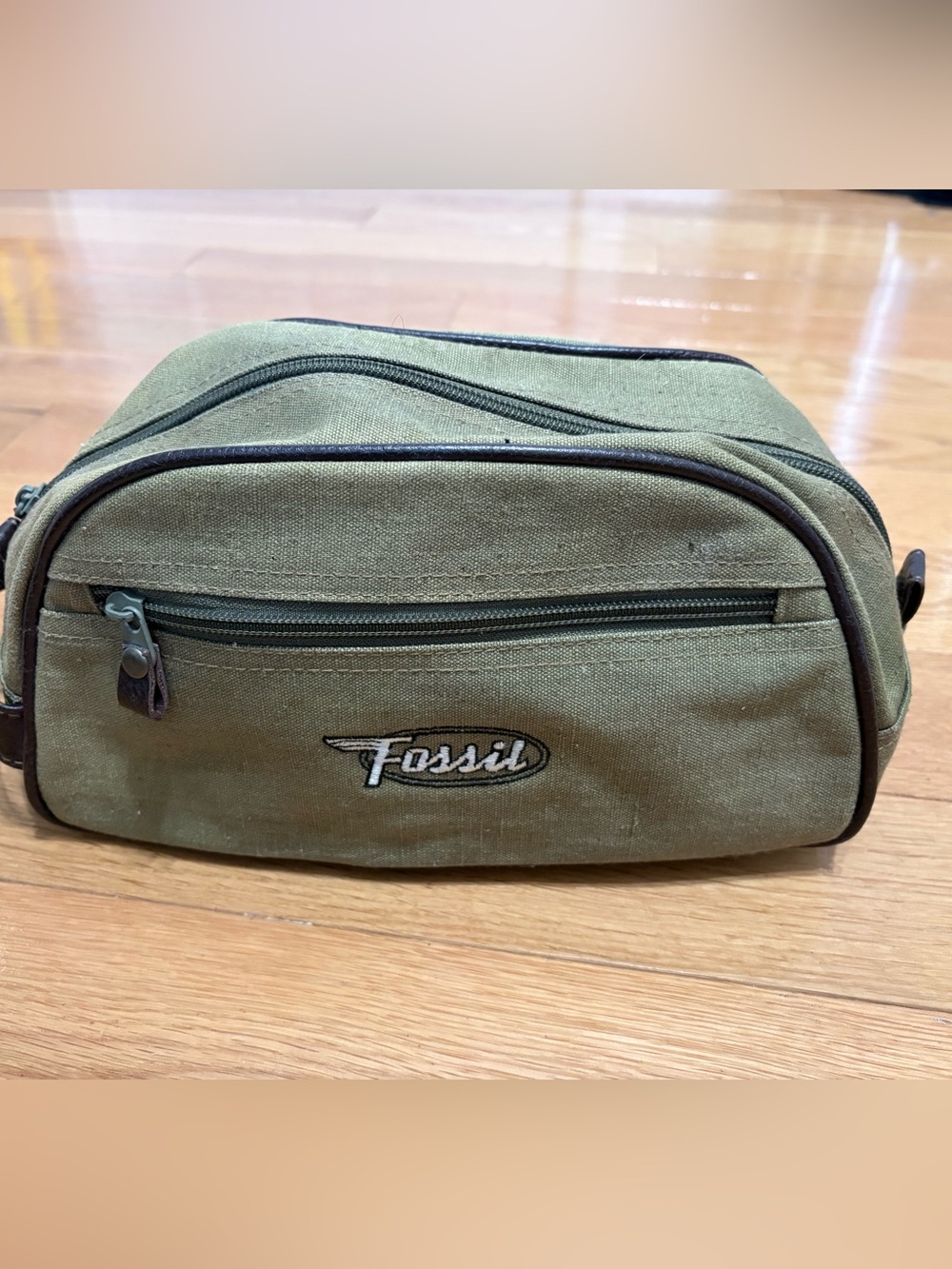 Fossil Olive Green Canvas Men's Travel Toiletry Bag